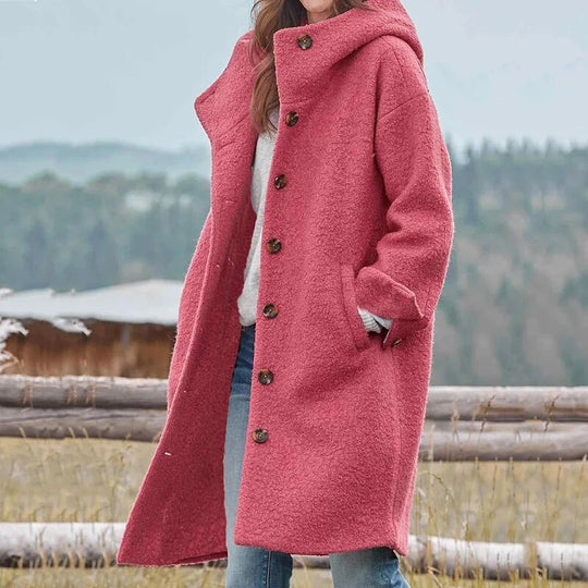 Damen Winterjacke Wintermantel | Mit Knopfleiste und Taschen