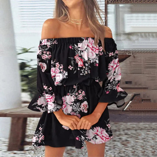 Lucy Kleid - Off-Shoulder Minikleid Mit Druck