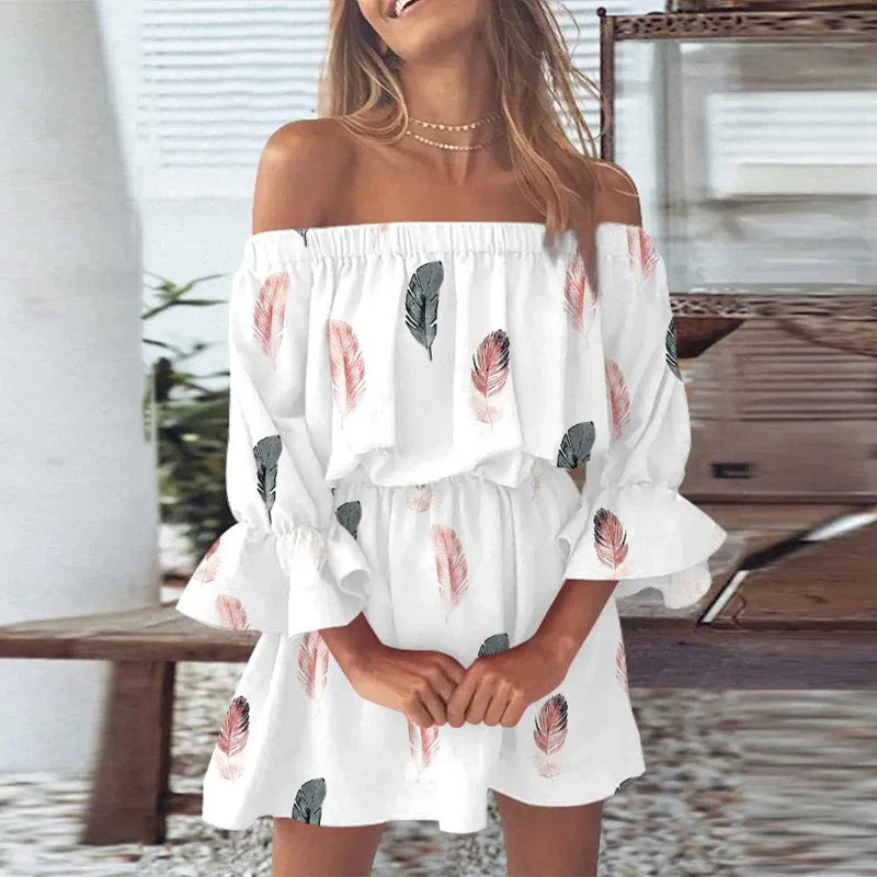 Lucy Kleid - Off-Shoulder Minikleid Mit Druck