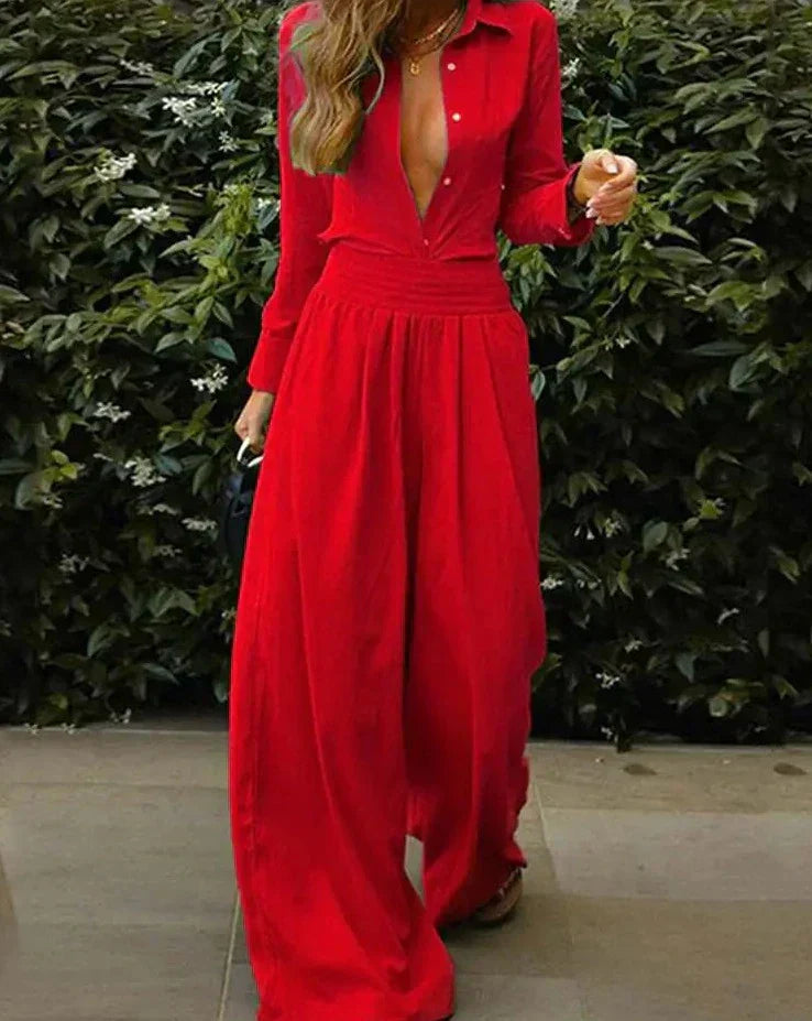 Langer Vintage-Overall mit elastischer Taille