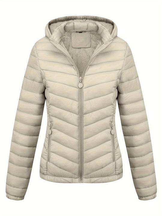 Damen Winterjacke Kapuze | Gesteppt mit Reißverschluss