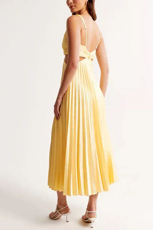 Abendkleid Damen | Midi mit V-Ausschnitt und Faltenrock