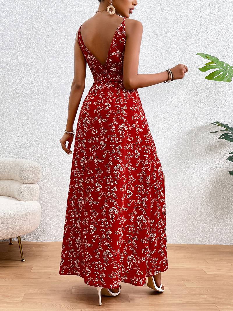 Hazel – Florales Cami-Kleid Mit Seitenschlitzen