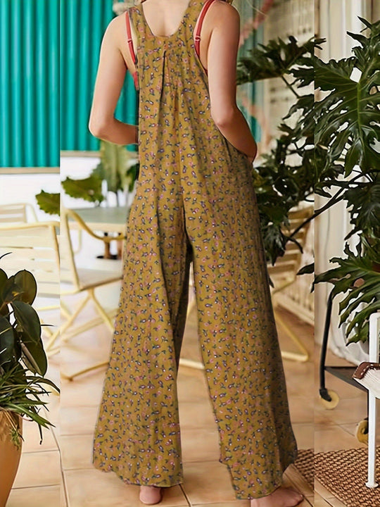 Luna – Luftiger Jumpsuit Mit Blumen Und Fließenden Linien