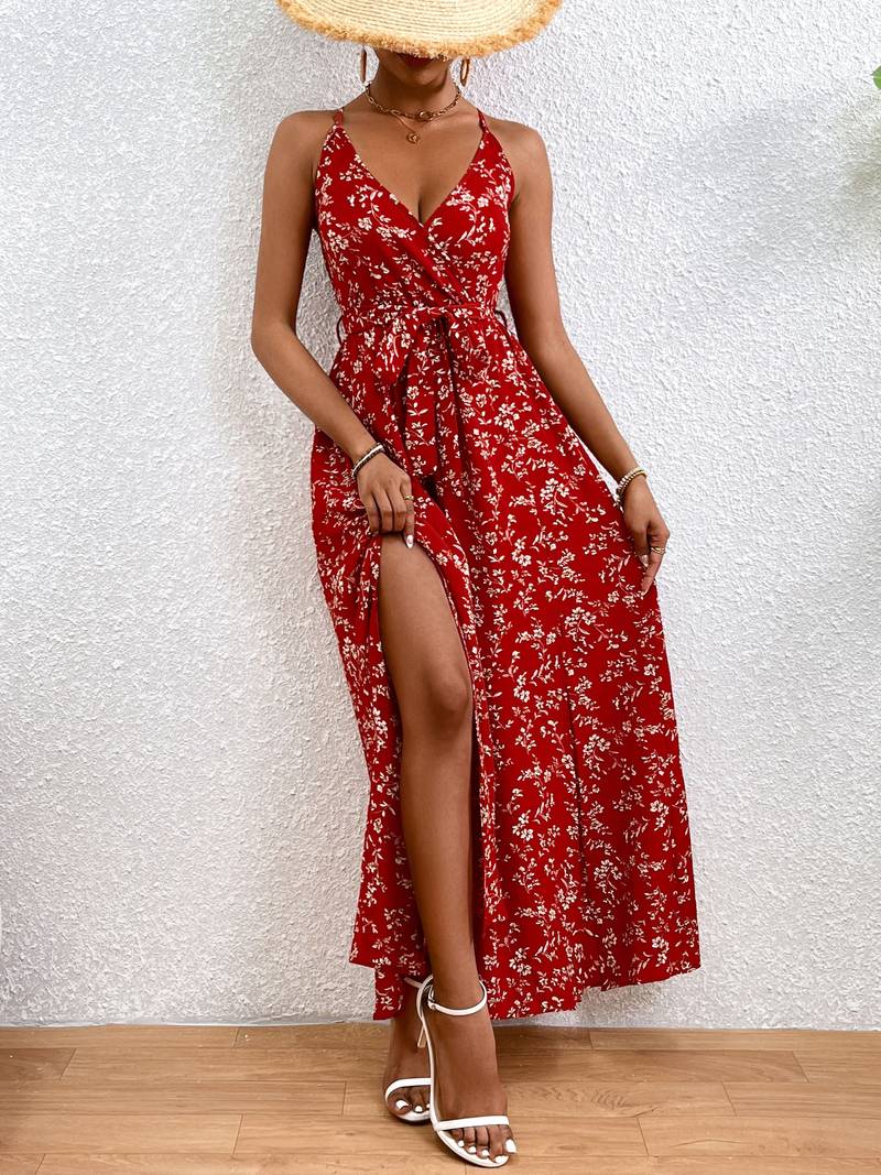 Hazel – Florales Cami-Kleid Mit Seitenschlitzen