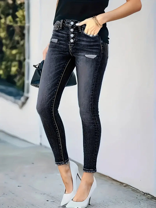 Carla - Zerissene Skinny Jeans Mit Fransen