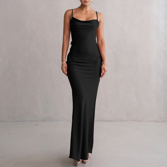 Damen Ballkleid mit geradem Ausschnitt und offenem Rücken | Maxi