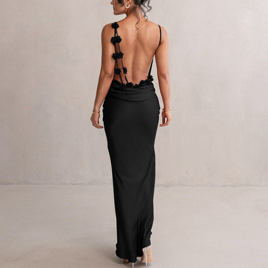 Damen Ballkleid mit geradem Ausschnitt und offenem Rücken | Maxi