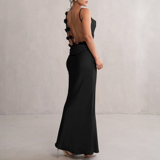 Damen Ballkleid mit geradem Ausschnitt und offenem Rücken | Maxi