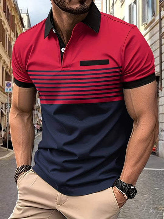 Leon – Lässiges Kurzarm-Streifen-Poloshirt Für Herren