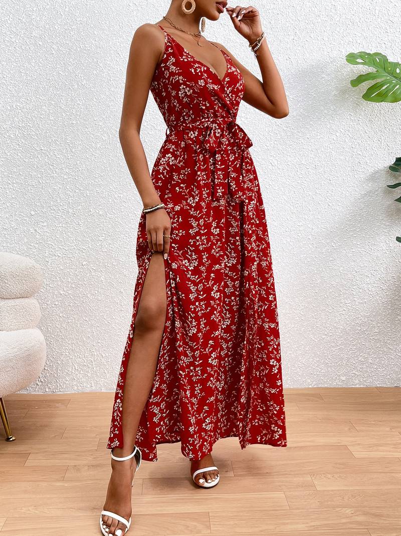 Hazel – Florales Cami-Kleid Mit Seitenschlitzen