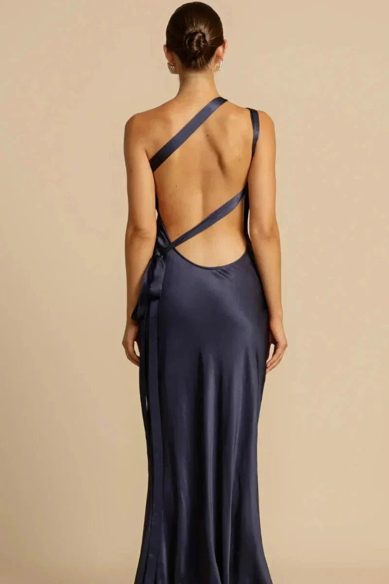 Damen Abendkleid one-shoulder mit Rückenausschnitt | Maxi