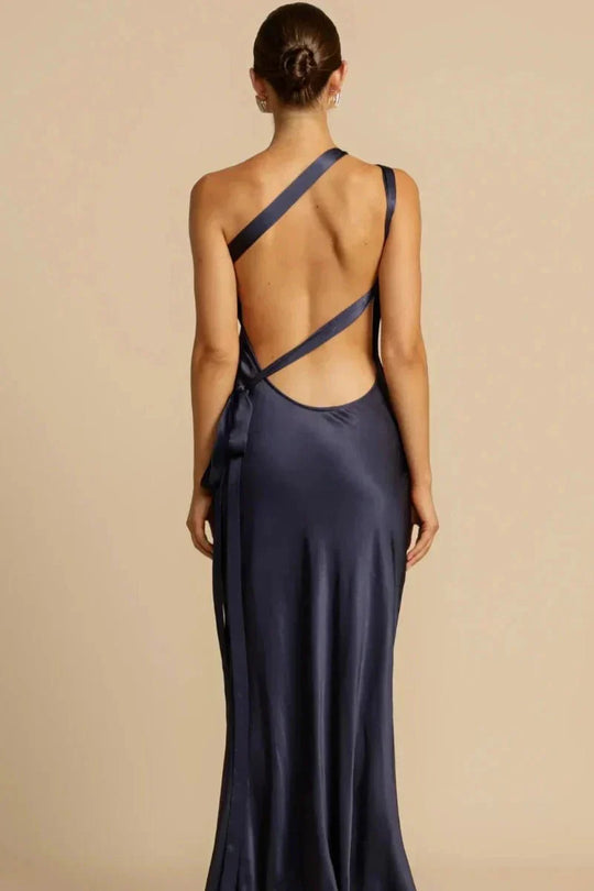 Damen Abendkleid one-shoulder mit Rückenausschnitt | Maxi