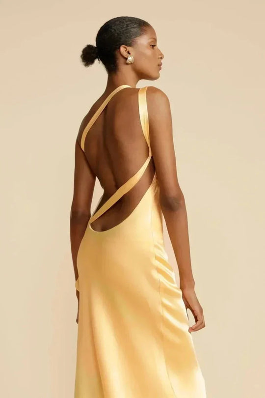 Damen Abendkleid one-shoulder mit Rückenausschnitt | Maxi