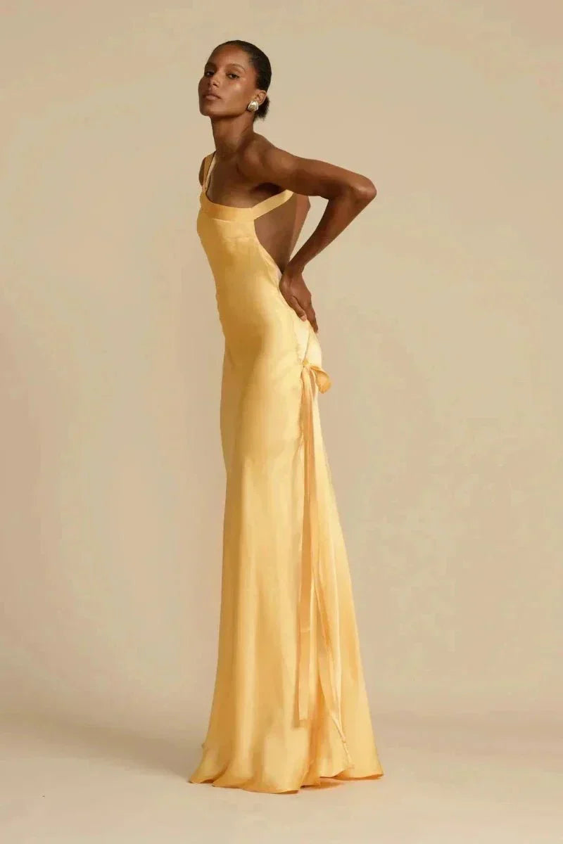 Damen Abendkleid one-shoulder mit Rückenausschnitt | Maxi