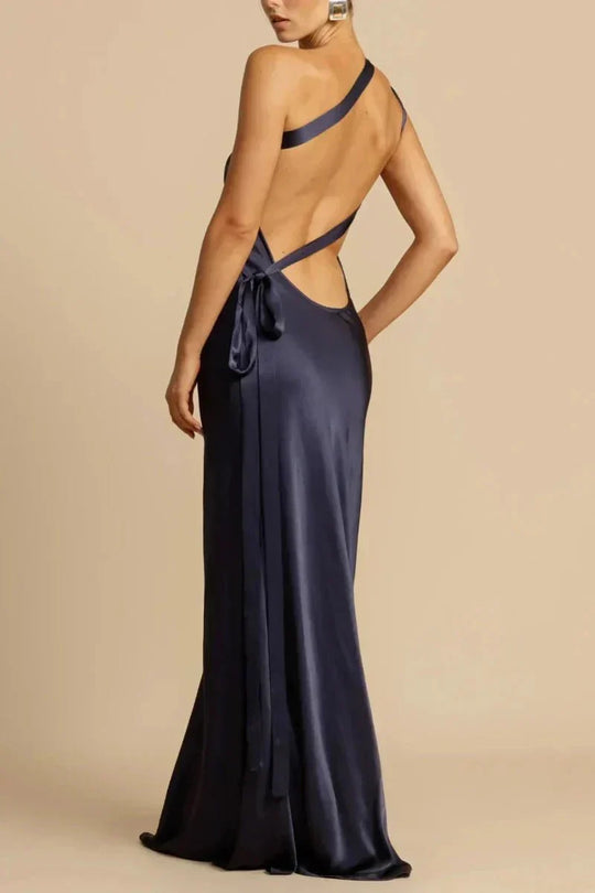 Damen Abendkleid one-shoulder mit Rückenausschnitt | Maxi