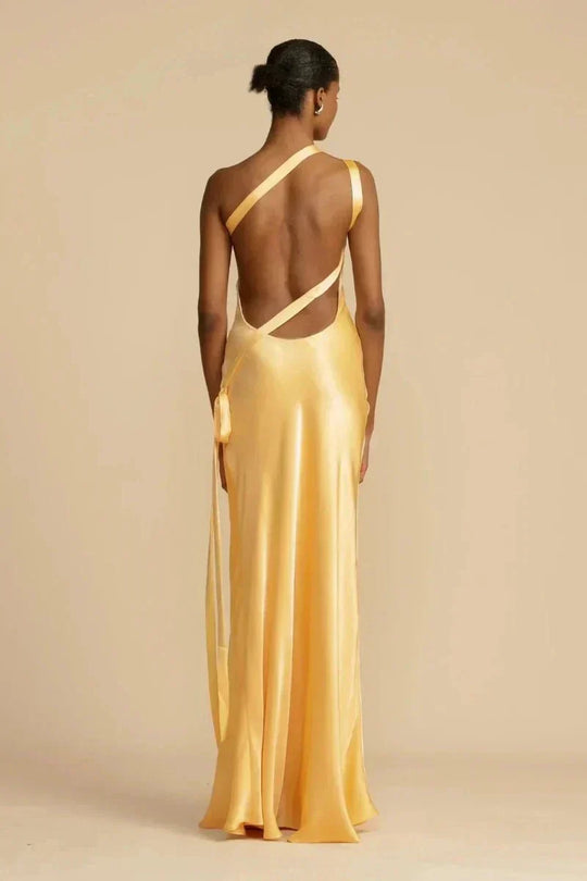 Damen Abendkleid one-shoulder mit Rückenausschnitt | Maxi