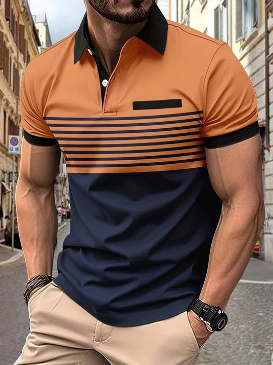 Leon – Lässiges Kurzarm-Streifen-Poloshirt Für Herren