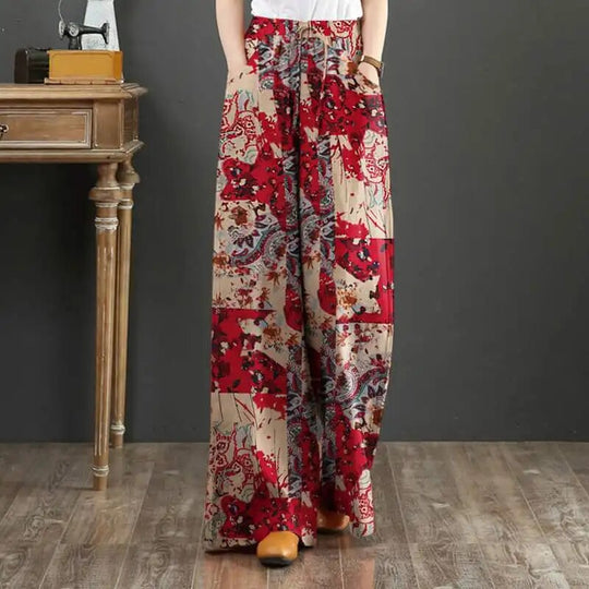 Frieda - Elastische Damenhose Mit Weiten Beinen Im Boho-Stil