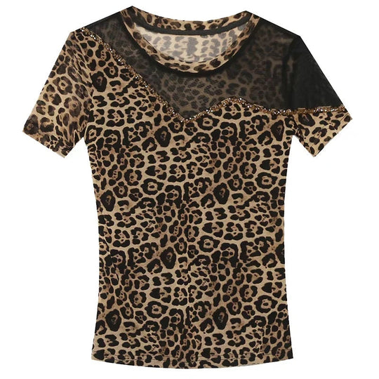 Claudia - Damenshirt Mit Leopardenprint Und Perlenakzenten