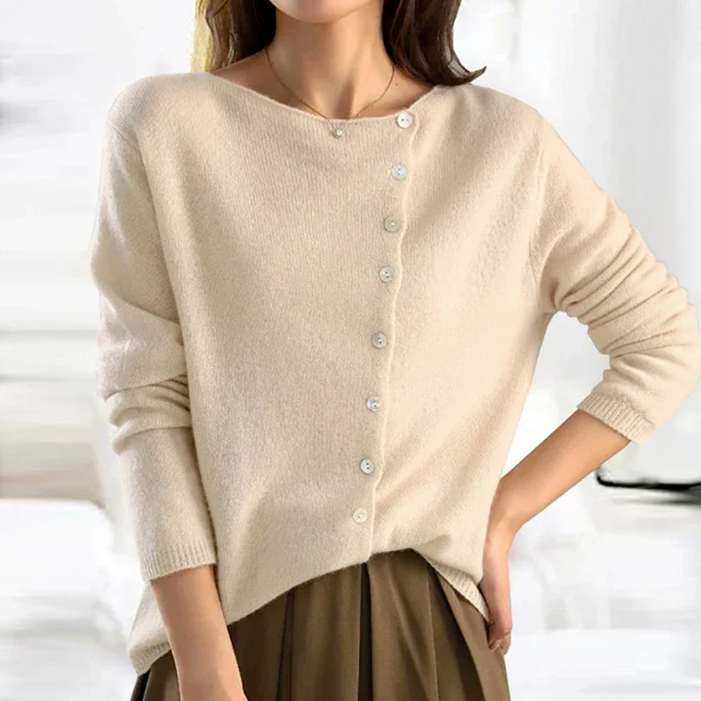 Strickjacke Damen | Mit Knopfleiste und Rundhalsausschnitt