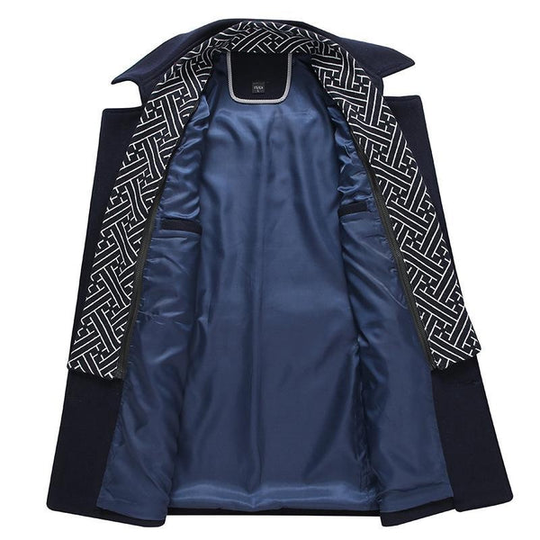 Mantel Herren Winterjacke | Stehkragen mit Reißverschluss und Brusttaschen