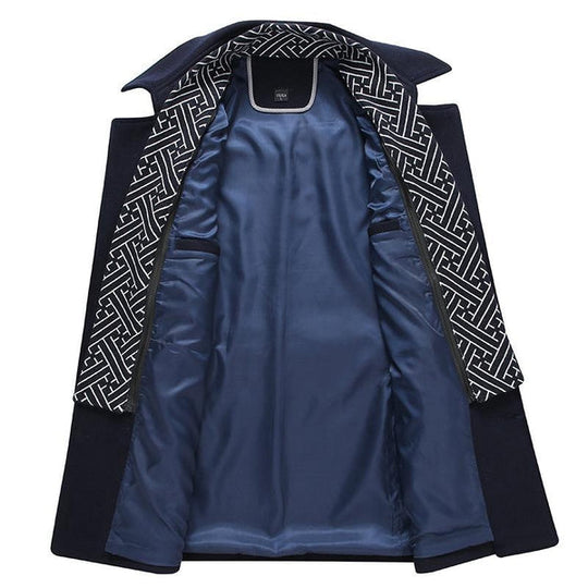 Mantel Herren Winterjacke | Stehkragen mit Reißverschluss und Brusttaschen