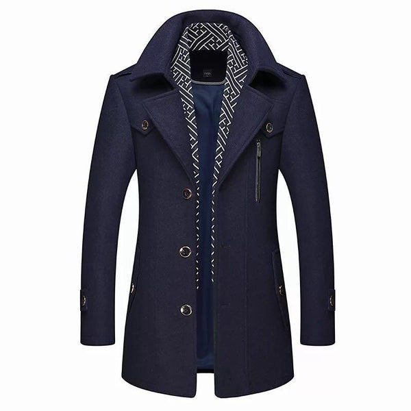 Mantel Herren Winterjacke | Stehkragen mit Reißverschluss und Brusttaschen