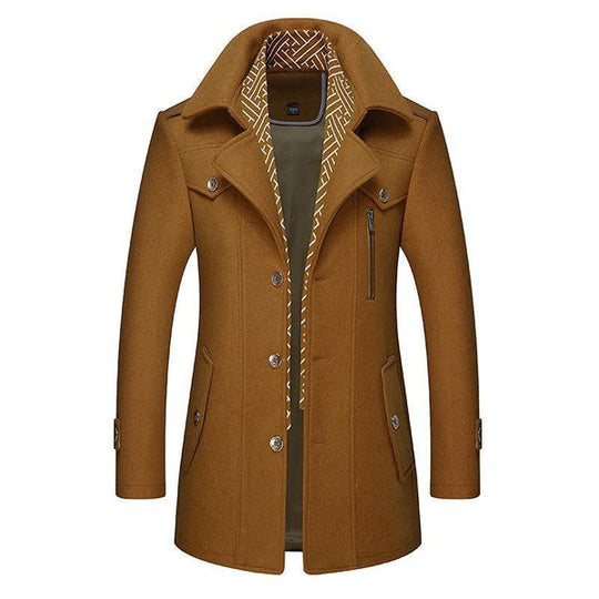 Mantel Herren Winterjacke | Stehkragen mit Reißverschluss und Brusttaschen