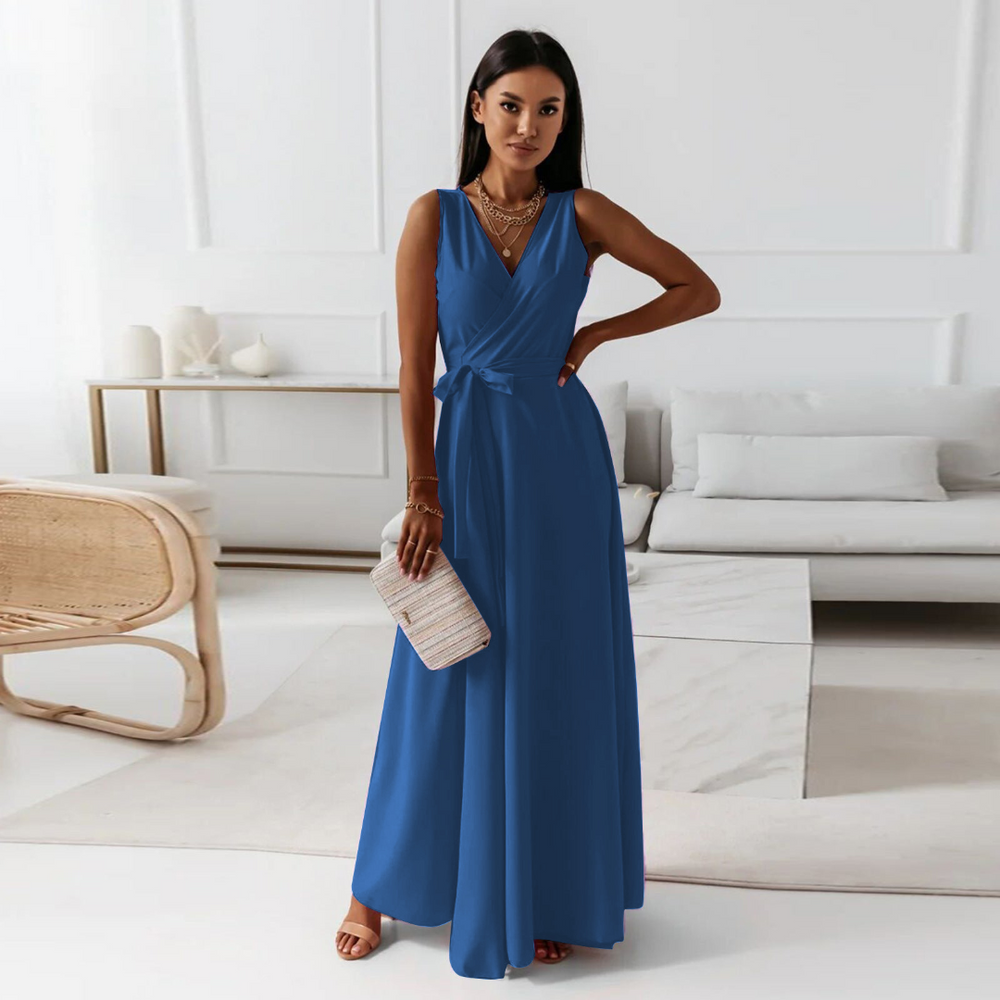 Abendkleid Damen | V-Ausschnitt Maxi Mit Ausgestelltem Rock