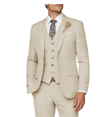 Herren Dreiteiliger Anzug Beige | Modern & Festlich