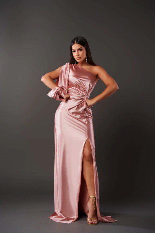 Damen Abendkleid mit einer Schulter und Seitenschlitz | Maxi