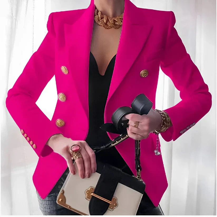 Damen Blazer mit Goldknöpfen | Zweireiher Hüftlang