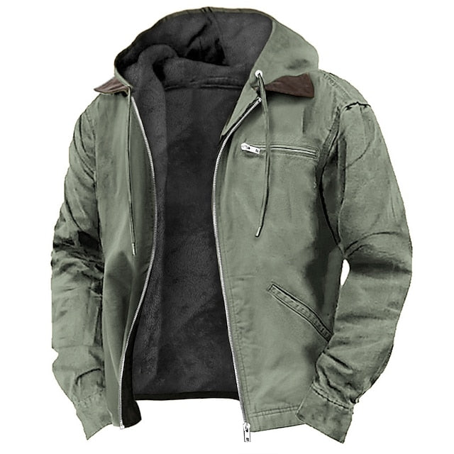 Winterjacke Herren | Mit Kapuze, Reißverschluss und Seitentaschen