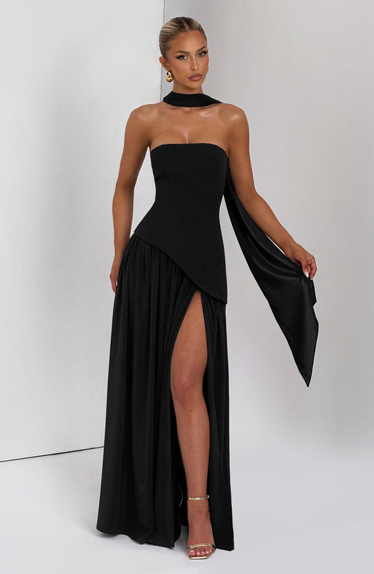 Abendkleid Damen | Schal-Detail Hals Maxi Mit Schlitz