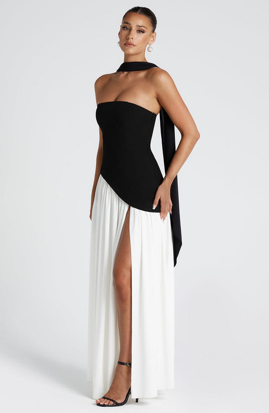 Abendkleid Damen | Schal-Detail Hals Maxi Mit Schlitz