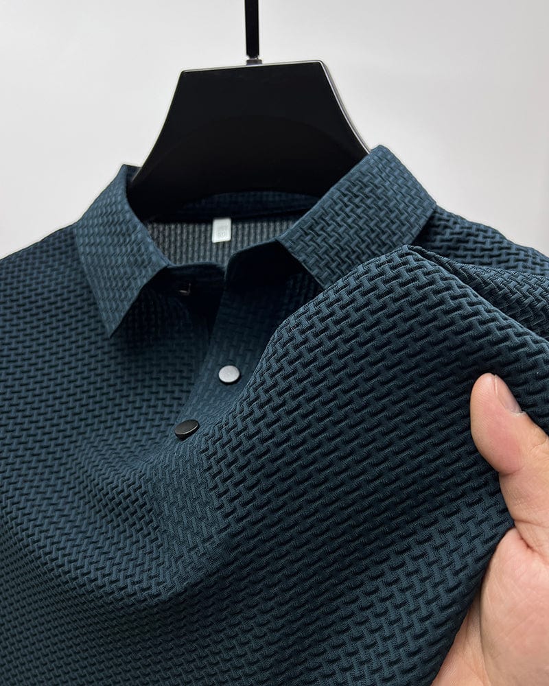 Variant image for Herren Modernes Strukturiertes Polohemd | Langarm Poloshirt-19