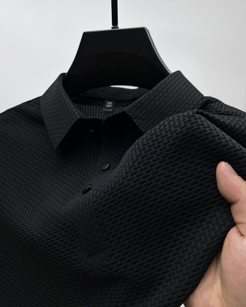Variant image for Herren Modernes Strukturiertes Polohemd | Langarm Poloshirt-25