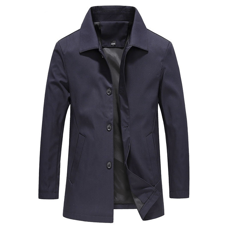 Mantel Herren Winterjacke | Gerader Schnitt mit Kragen und Knopfleiste
