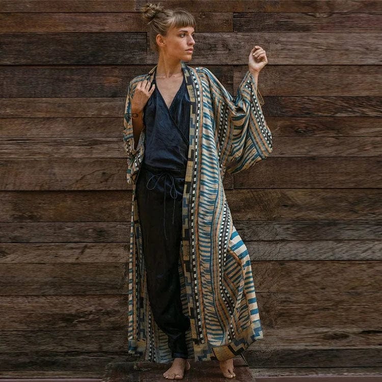 Max - Strandkimono Mit Aztekischem Muster