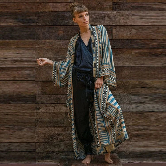 Max - Strandkimono Mit Aztekischem Muster