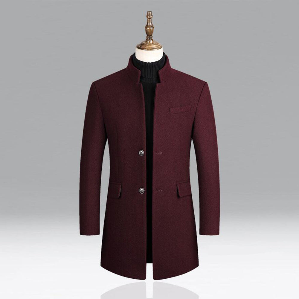 Winterjacke Herren Wintermantel | Stehkragen mit Knopfleiste und Fronttaschen