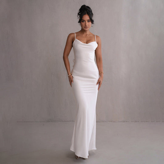 Damen Ballkleid mit geradem Ausschnitt und offenem Rücken | Maxi