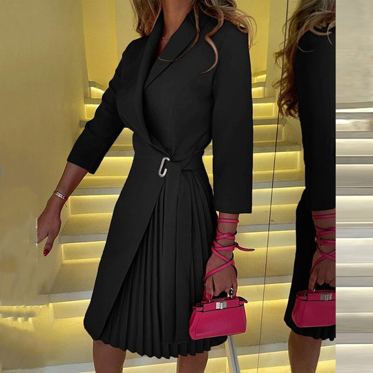 Abendkleid Damen | Blazer Stil Mit 3/4 Ärmeln Midi