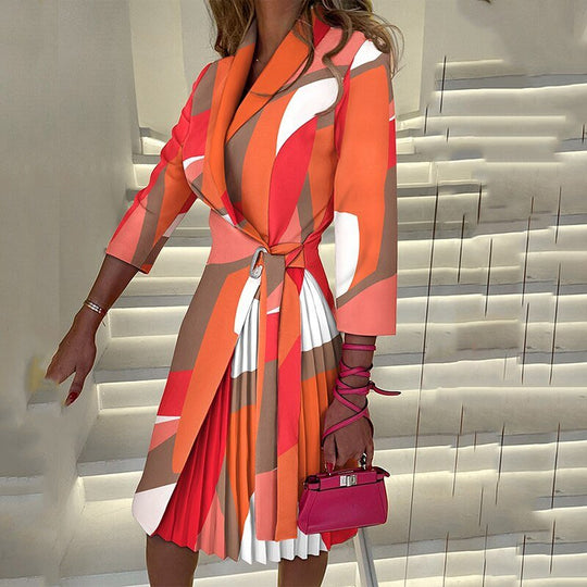 Abendkleid Damen | Blazer Stil Mit 3/4 Ärmeln Midi